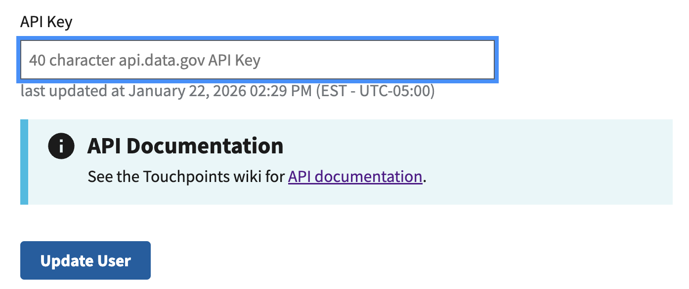 API Key form field